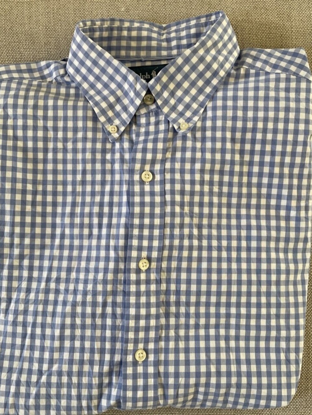 Polo Ralph Lauren Shirt Blue Gingham Check Button L